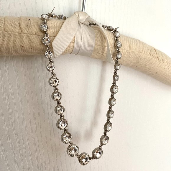 Vintage Silver Rhinestone Necklace - Picture 2 of 10